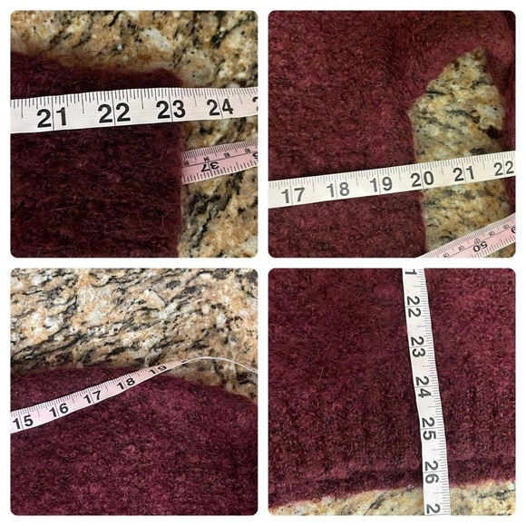 80s Vtg 90s Burgandy  Cervelle Turtleneck Tunic  Sweater Dress Retro Wool Blend - Picture 6 of 8
